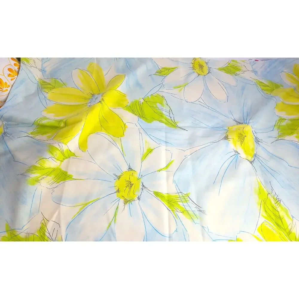 Vintage Cannon Royal Family No Iron Percale Heavenly Daisy Blue Full Sheet Set